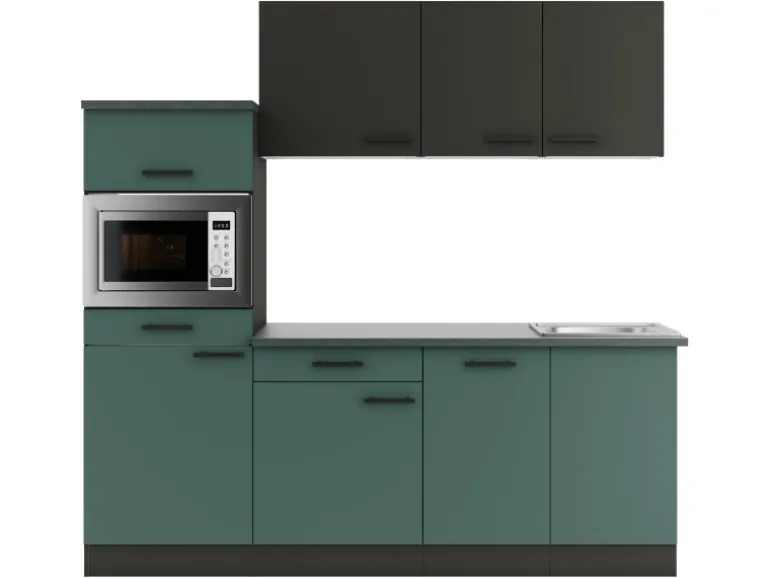 Optifit Küchenzeile KPMV 2181OE-9+ o. E-Geräte Anthrazit/Steingrün 210cm