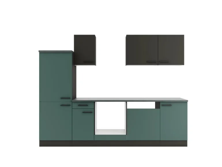 Optifit Küchenzeile KPMV 2742OE-9+ o. E-Geräte Anthrazit/Steingrün 270 cm