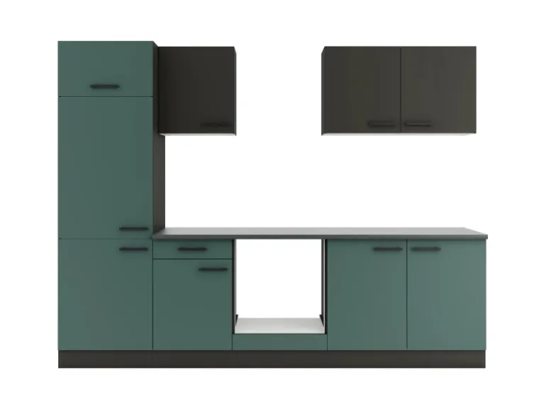 Optifit Küchenzeile KPMV 2711OE-9+ o. E-Geräte Anthrazit/Steingrün 270 cm