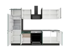 Optifit Küchenzeile KPMV 2711OE-9+ o. E-Geräte Anthrazit/Steingrün 270 cm