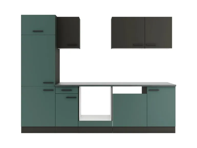 Optifit Küchenzeile KPMV 2702OE-9+ o. E-Geräte Anthrazit/Steingrün 270 cm