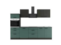 Optifit Küchenzeile KPMV2789OE-9+ o. E-Geräte Anthrazit/Steingrün 270 cm