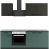 Optifit Küchenzeile KPMV2136OE-9+ o. E-Geräte Anthrazit/Steingrün 210 cm