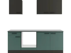 Optifit Küchenzeile KPMV2136OE-9+ o. E-Geräte Anthrazit/Steingrün 210 cm