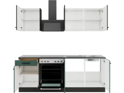Optifit Küchenzeile KPMV2136OE-9+ o. E-Geräte Anthrazit/Steingrün 210 cm