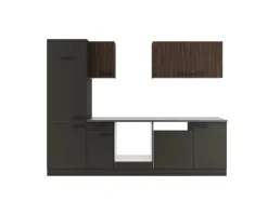 Optifit Küchenzeile KPRM 2702OE-9+ Rim/Madr o. E-Ger. Rillen Nussb./Anthr. 270cm