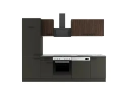 Optifit Küchenzeile KPRM 2702OE-9+ Rim/Madr o. E-Ger. Rillen Nussb./Anthr. 270cm