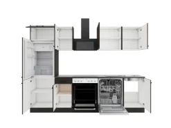 Optifit Küchenzeile KPRM 2702OE-9+ Rim/Madr o. E-Ger. Rillen Nussb./Anthr. 270cm