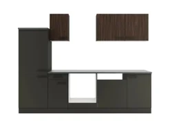 Optifit Küchenzeile KPRM 2742OE-9+ Rim/Madr o. E-Ger. Rillen Nussb./Anthr. 270cm