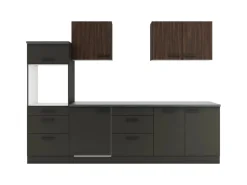 Optifit Küchenzeile KPRM 2789OE-9+ Rim/Madr o. E-Ger. Rillen Nussb./Anthr. 270cm