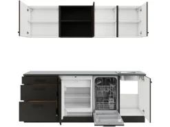 Optifit Küchenzeile KPRM2199ROE-9+ Rim/Madr o. E-Ger. Rillen Nussb./Anthr. 210cm