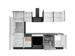 Optifit Küchenzeile KPRV2702OE-9+ Rim/Ver o. E-Ger. Rillen Nussb./Steingr. 270cm