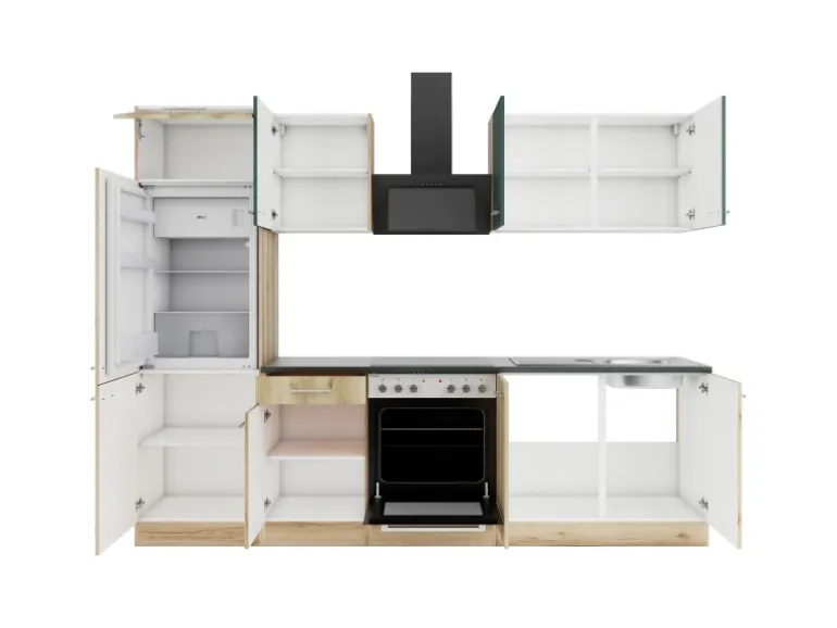 Optifit Küchenzeile KPSL 2711OE-9+ Sav/Li o. E-Ger. Steingr./Wildeiche Nb. 270cm