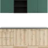 Optifit Küchenzeile KPSL2199ROE-9+ Sav/Li o. E-Ger. Steingr./Wildeiche Nb. 210cm
