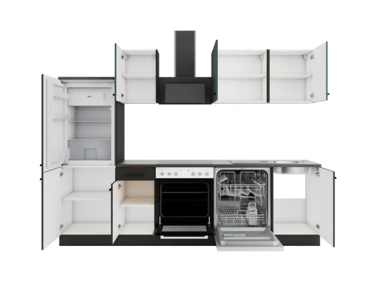 Optifit Küchenzeile KPVM 2742OE-9+ V405/M420 o. E-Geräte Steingr./Anthr. 270cm