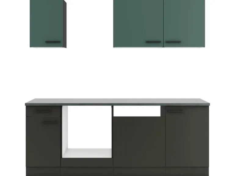 Optifit Küchenzeile KPVM 2179OE-9+ o. E-Geräte Steingrün/Anthrazit 210cm