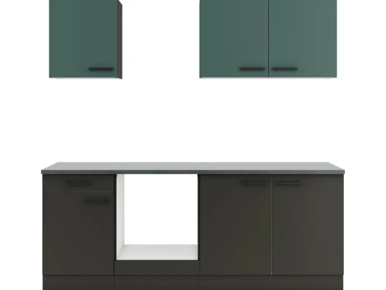 Optifit Küchenzeile KPVM 2136OE-9+ o. E-Geräte Steingrün/Anthrazit 210 cm