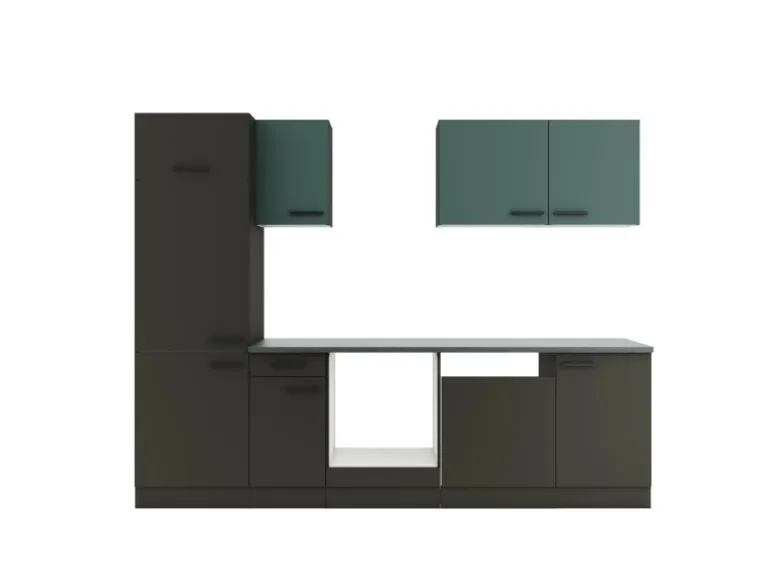 Optifit Küchenzeile KPVM 2702OE-9+ o. E-Geräte Steingrün/Anthrazit 270 cm