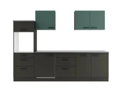 Optifit Küchenzeile KPVM 2789OE-9+ o. E-Geräte Steingrün/Anthrazit 270cm