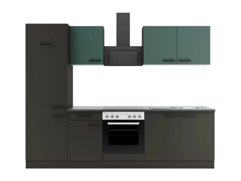 Optifit Küchenzeile KPVM 2711OE-9+ o. E-Geräte Steingrün/Anthrazit 270 cm