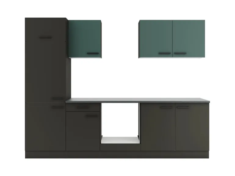 Optifit Küchenzeile KPVM 2711OE-9+ o. E-Geräte Steingrün/Anthrazit 270 cm