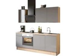 Optifit Küchenzeile Optikoncept Linus ohne E-Geräte 210 cm Anthrazit-Wildeiche