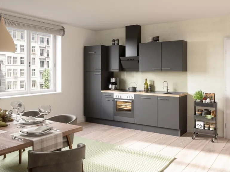 Optifit Küchenzeile Optikoncept Ingvar 270 cm Anthrazit