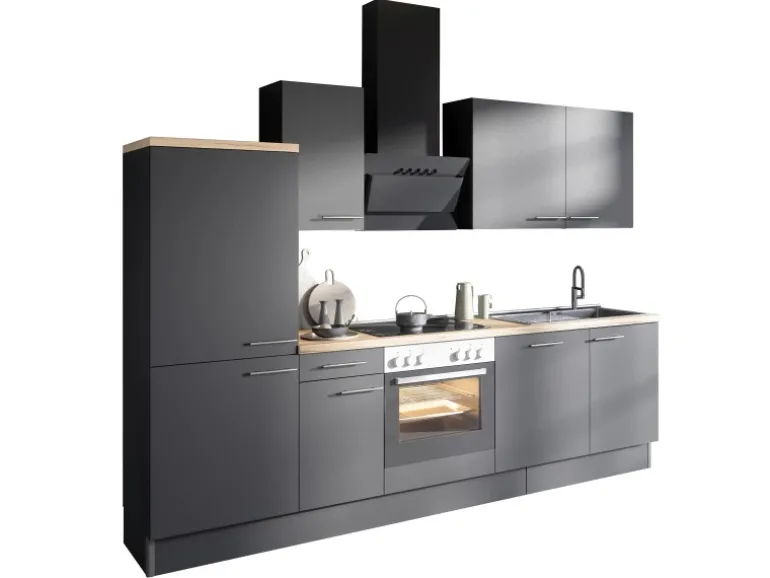 Optifit Küchenzeile Optikoncept Ingvar ohne E-Geräte 270 cm Anthrazit
