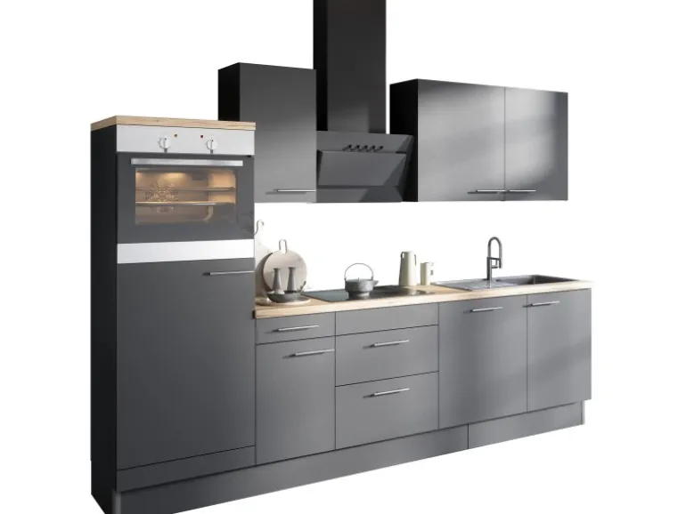 Optifit Küchenzeile Optikoncept Ingvar 270 cm Anthrazit