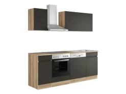 Optifit Küchenzeile OPTIkombi Noah420 ohne E-Geräte 210 cm Anthrazit/Wildeiche