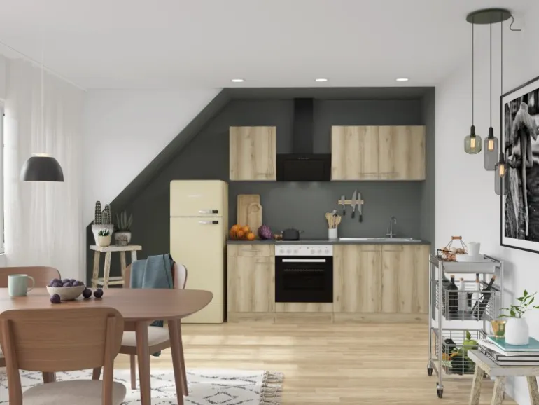 OPTIFIT Livorno290 Küchenzeile 210 cm ohne E-Geräte Wildeiche Nachbildung