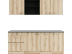 OPTIFIT Livorno290 Küchenzeile 210 cm ohne E-Geräte Wildeiche Nachbildung