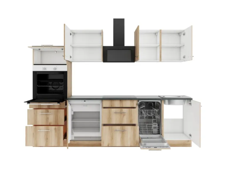 OPTIFIT Livorno290 Küchenzeile 270 cm Wildeiche Nachbildung
