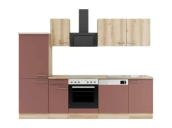 OPTIFIT Livorno290/Bari407 Küchenzeile 270 cm Wildeiche Nachbildung / Rostrot