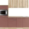 OPTIFIT Livorno290/Bari407 Küchenzeile 210 cm Wildeiche Nachbildung / Rostrot