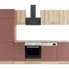 OPTIFIT Livorno290/Bari407 Küchenzeile 270 cm Wildeiche Nachbildung / Rostrot