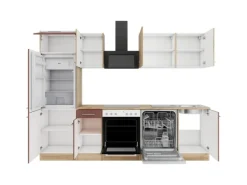 OPTIFIT Livorno290/Bari407 Küchenzeile 270 cm Wildeiche Nachbildung / Rostrot