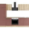 OPTIFIT Livorno290/Bari407 Küchenzeile 270 cm Wildeiche Nachbildung / Rostrot