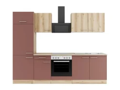 OPTIFIT Livorno290/Bari407 Küchenzeile 270 cm Wildeiche Nachbildung / Rostrot