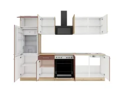 OPTIFIT Livorno290/Bari407 Küchenzeile 270 cm Wildeiche Nachbildung / Rostrot