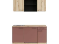 OPTIFIT Livorno290/Bari407 Miniküche 150 cm Wildeiche Nachbildung / Rostrot