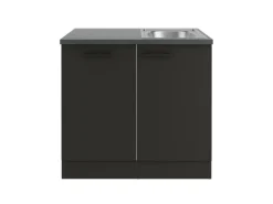 OPTIFIT Madrid420 Küchen-Spülenschrank-Set Anthrazit Matt