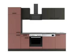OPTIFIT Madrid420/Nizza407 Küchenzeile 270 cm Anthrazit / Rostrot