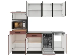 OPTIFIT Madrid420/Nizza407 Küchenzeile 210 cm ohne E-Geräte Anthrazit / Rostrot