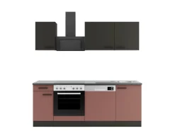 OPTIFIT Madrid420/Nizza407 Küchenzeile 210 cm Anthrazit / Rostrot