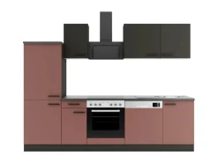 OPTIFIT Madrid420/Nizza407 Küchenzeile 270 cm Anthrazit / Rostrot