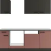 OPTIFIT Madrid420/Nizza407 Küchenzeile 210 cm ohne E-Geräte Anthrazit / Rostrot
