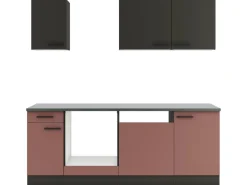 OPTIFIT Madrid420/Nizza407 Küchenzeile 210 cm ohne E-Geräte Anthrazit / Rostrot