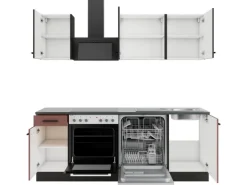 OPTIFIT Madrid420/Nizza407 Küchenzeile 210 cm ohne E-Geräte Anthrazit / Rostrot