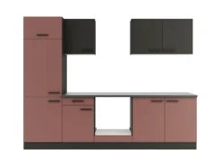 OPTIFIT Madrid420/Nizza407 Küchenzeile 270 cm ohne E-Geräte Anthrazit / Rostrot